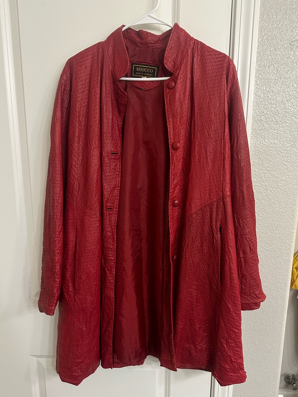 Real Red Mid-Length Leather Jacket